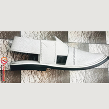 Load image into Gallery viewer, Handmade White Stylish Dotted Kaptaan Men&#39;s Chappal
