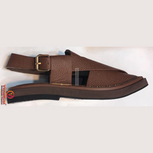 Load image into Gallery viewer, Dark Brown Dotted Leather Peshawari Men&#39;s Chappal
