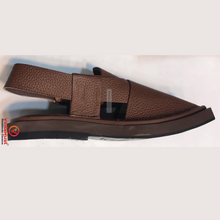 Load image into Gallery viewer, Dark Brown Dotted Leather Peshawari Men&#39;s Chappal
