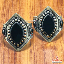 Load image into Gallery viewer, Adjustable Black Stone Cuff Bracelet
