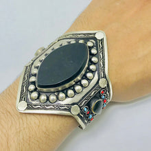 Load image into Gallery viewer, Adjustable Black Stone Cuff Bracelet
