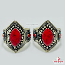 Load image into Gallery viewer, Adjustable Red Coral Gemstone Wide Bracelet
