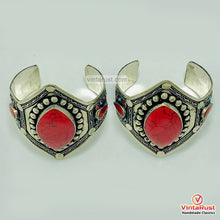 Load image into Gallery viewer, Adjustable Red Coral Gemstone Wide Bracelet
