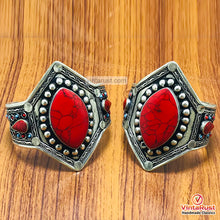 Load image into Gallery viewer, Adjustable Red Coral Gemstone Wide Bracelet
