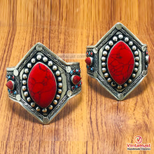 Load image into Gallery viewer, Adjustable Red Coral Gemstone Wide Bracelet
