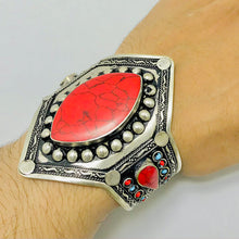 Load image into Gallery viewer, Adjustable Red Coral Gemstone Wide Bracelet
