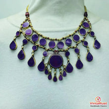 Load image into Gallery viewer, Amethyst Stone Choker Necklace with Wooden Beads
