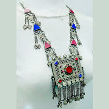 Load image into Gallery viewer, Amulet Style Pendant and Triangular Stone Necklace
