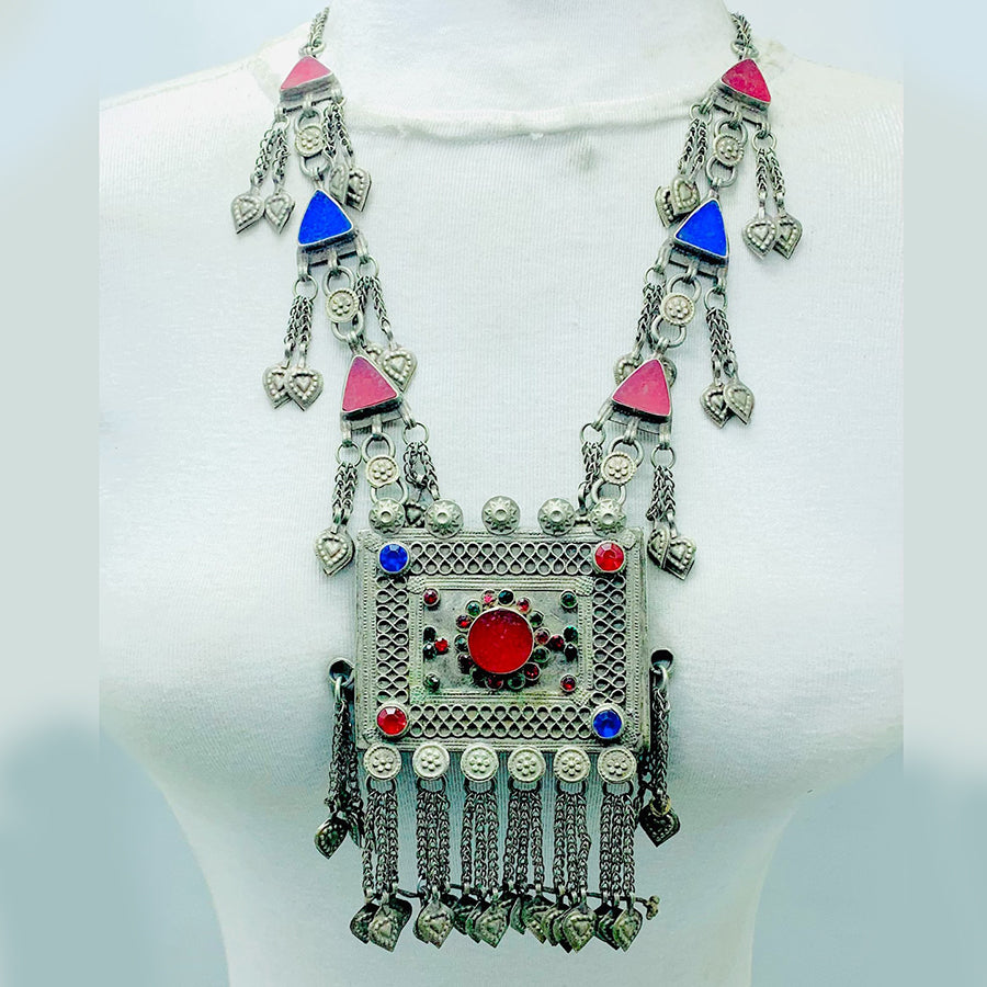 Amulet Style Pendant and Triangular Stone necklace