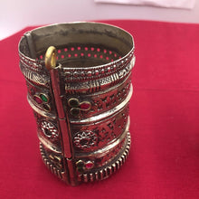 Load image into Gallery viewer, Antique Big Tribal Handcuff With Glass Stones
