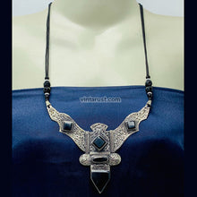 Load image into Gallery viewer, Antique Black Nepalese Triangular Pendant Necklace
