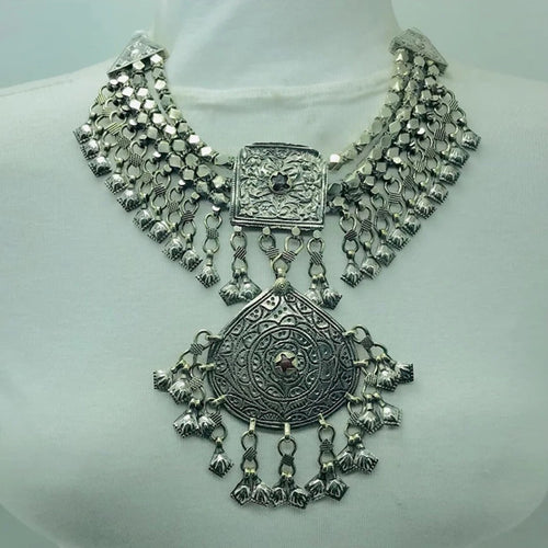 Antique Tribal Ethnic Silver Kuchi Necklace