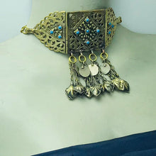 Load image into Gallery viewer, Antique German Silver Choker With Turquoise Beads
