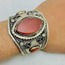 Load image into Gallery viewer, Antique Glass Stone Boho Hand Cuff
