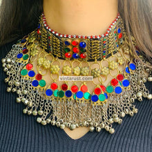 Load image into Gallery viewer, Antique Glass Stones and Bells Choker Necklace
