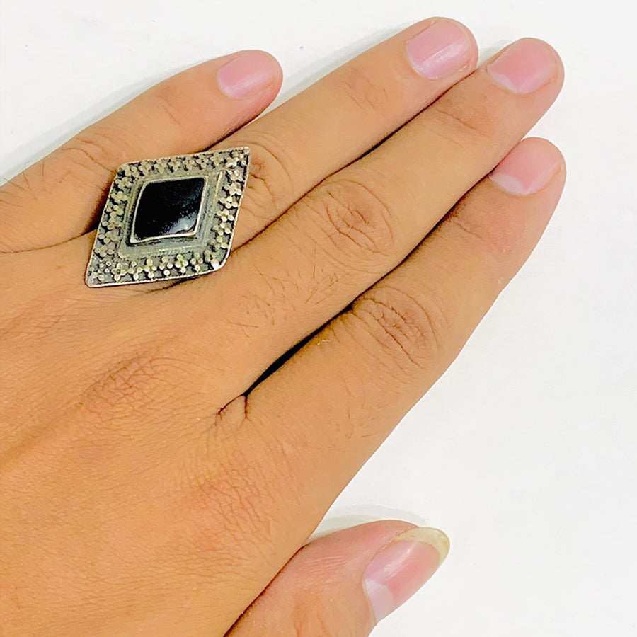 Antique Handmade Black Stone Ring
