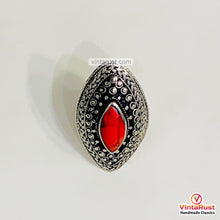 Load image into Gallery viewer, Antique Handmade Red Coral Stone Ring
