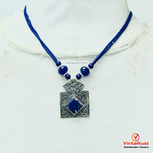 Load image into Gallery viewer, Antique Lapis Lazuli Stone Necklace Beaded Chain
