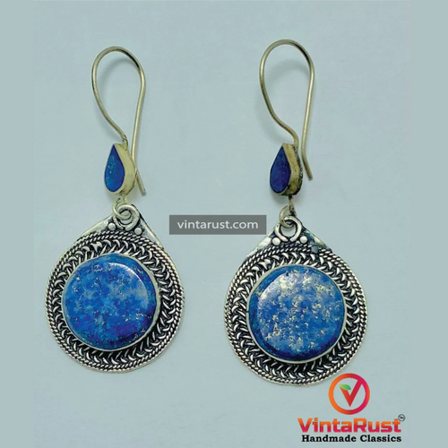 Antique Lapis Lazuli Handmade Earrings