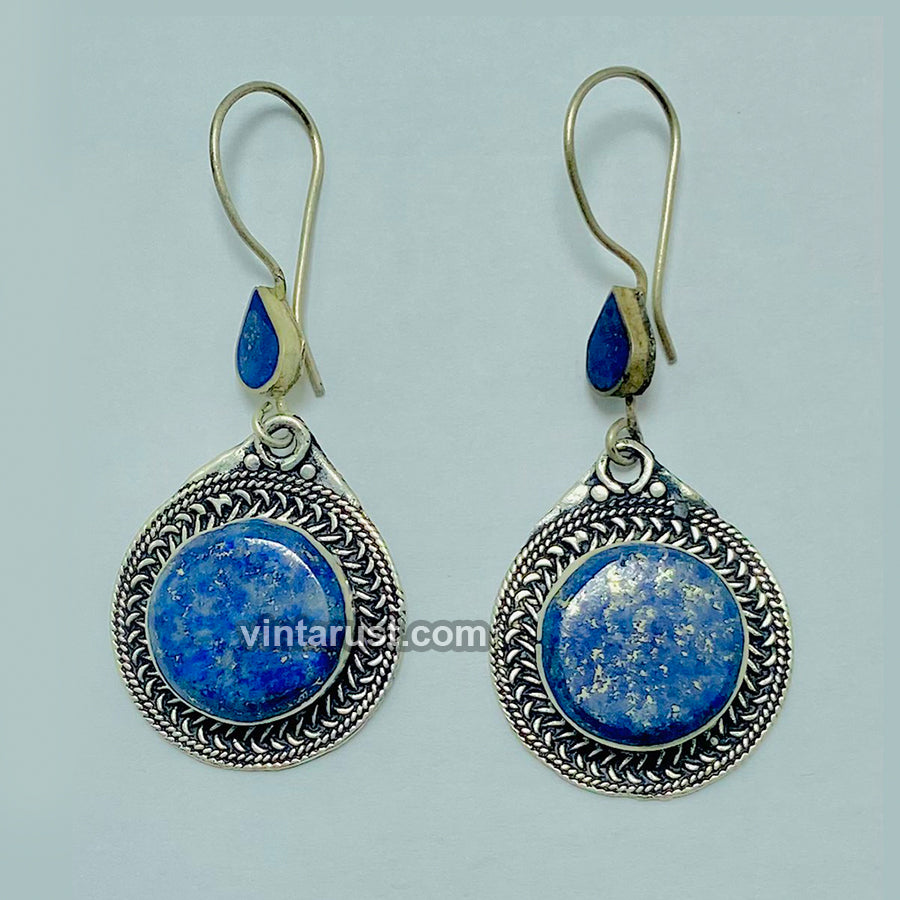 Antique Lapis Lazuli Handmade Earrings