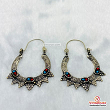 Load image into Gallery viewer, Antique Silver Boho Hoop Statement Earrings

