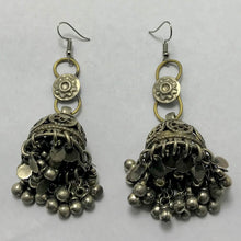 Load image into Gallery viewer, Antique Silver Dangle Jhumka Earrings
