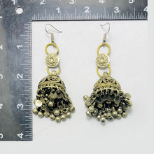 Load image into Gallery viewer, Antique Silver Dangle Jhumka Earrings
