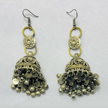 Load image into Gallery viewer, Antique Silver Dangle Jhumka Earrings
