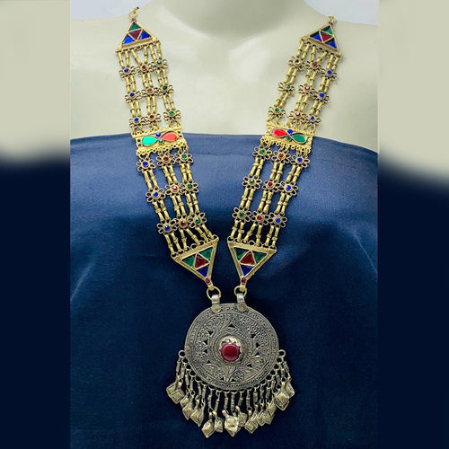 Antique Big Pendant Necklace With Tassels