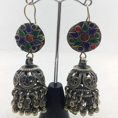 Antique Tribal Glass Stones Jhumka Earrings