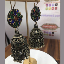 Load image into Gallery viewer, Antique Tribal Glass Stones Jhumka Earrings
