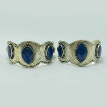 Load image into Gallery viewer, Antique Turkmen Silver Lapis Lazuli Bracelet
