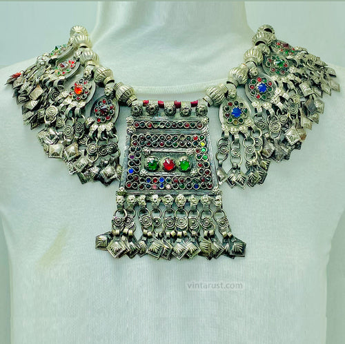 Beaded Chain Coins Afghan Necklace