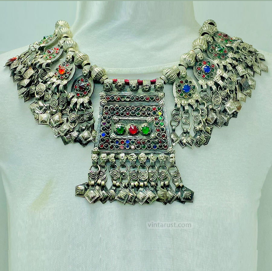 Beaded Chain Coins Afghan Necklace