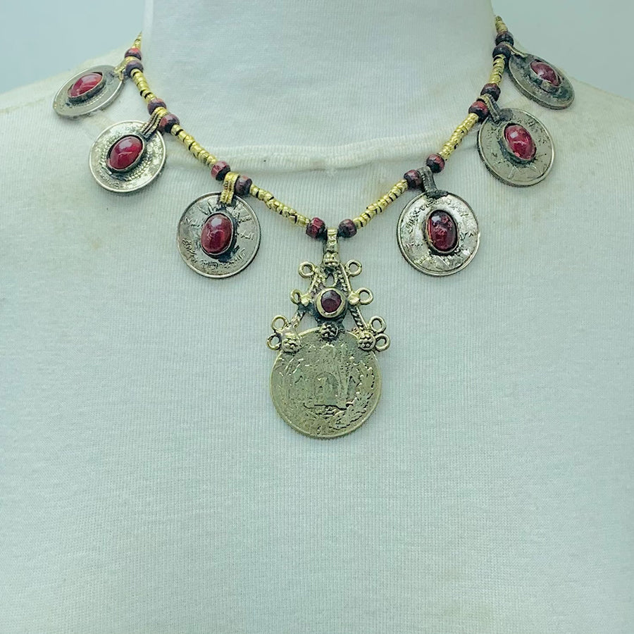 Beaded Chain Coins Pendant Necklace