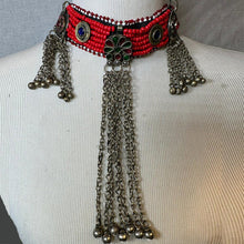 Load image into Gallery viewer, Beaded Choker Necklace With Long Dangling Bells
