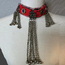 Load image into Gallery viewer, Beaded Handmade Choker Necklace With Long Dangling Bells
