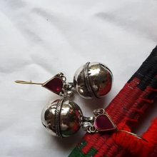 Load image into Gallery viewer, Big bell Earring With Pink Glass Stone
