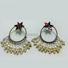 Load image into Gallery viewer, Big Round Hoop Earrings With Pearls
