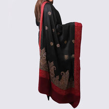 Load image into Gallery viewer, Black Kashmiri Style Jacquard Pattern Shawl
