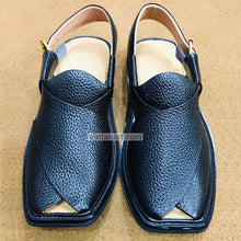 Load image into Gallery viewer, Black Textured Handcrafted Peshawari Chappal
