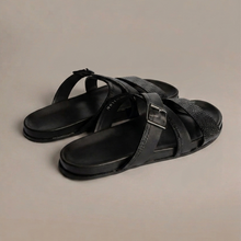 Load image into Gallery viewer, Black Leather Slides for Men
