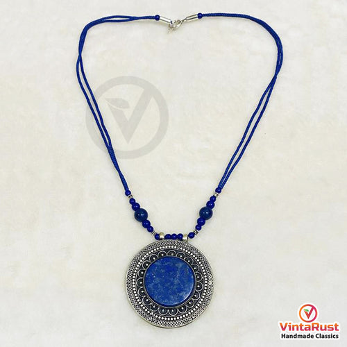 Blue Lapis Lazuli Gemstone Pendant Necklace