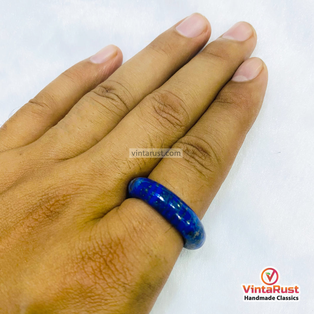 Blue Lapis Lazuli Gemstone Statement Ring