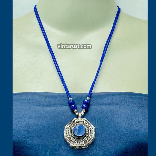 Blue Lapis Lazuli Stone Pendant Necklace