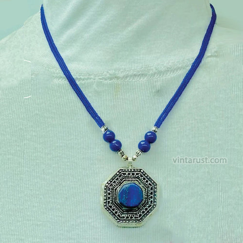 Blue Lapis Lazuli Stone Pendant Necklace