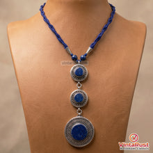 Load image into Gallery viewer, Lapis Blue Stone Silver Pendant Necklace
