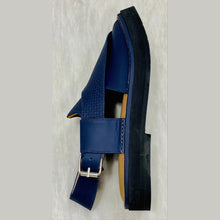 Load image into Gallery viewer, Handmade Blue Leather Peshawari Chappal
