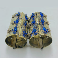 Load image into Gallery viewer, Blue Stone Antique Tribal Cuff Bracelet
