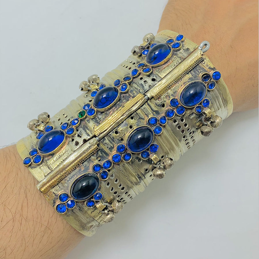Blue Stone Antique Tribal Cuff Bracelet